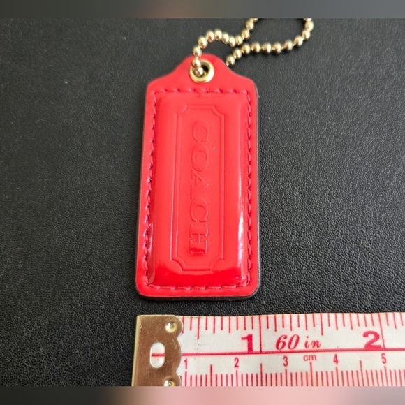 Coach Patent Leather Purse Charm Hang Tag Keychain Burnt Orange - Picture 3 of 3